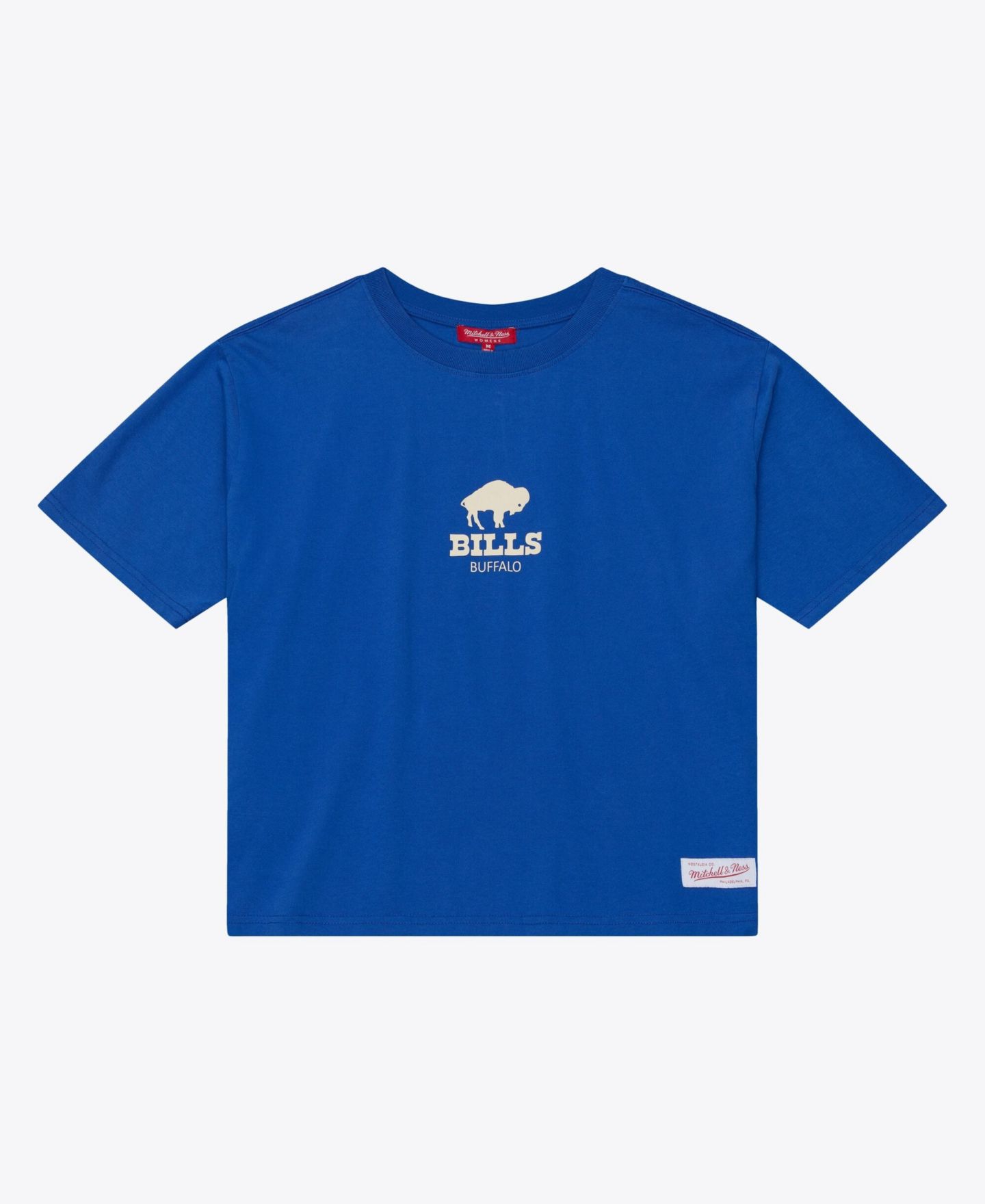 Женская футболка Mitchell & Ness Royal Buffalo Bills Core Essentials Micro Logo Boxy Crop — фото 1