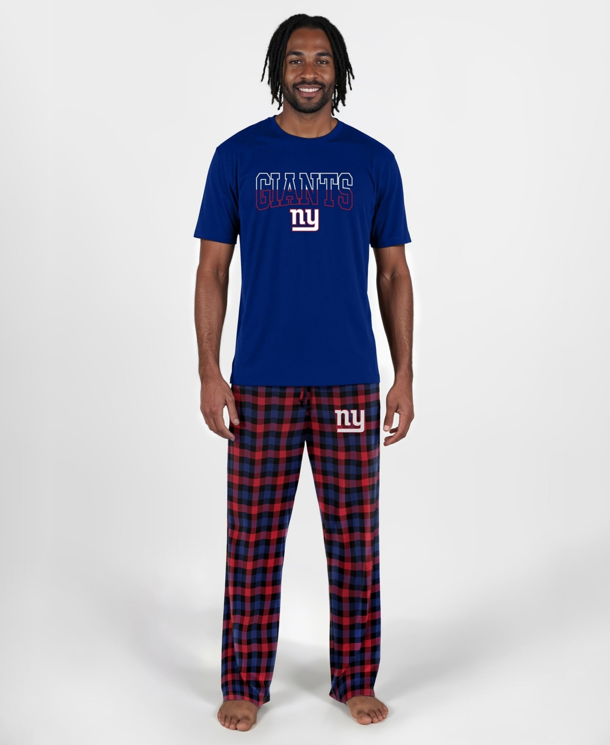 Concepts Sport Men's New York Giants Highland Plaid T-Shirt and Pants, 2-Piece Set - Royal, Red