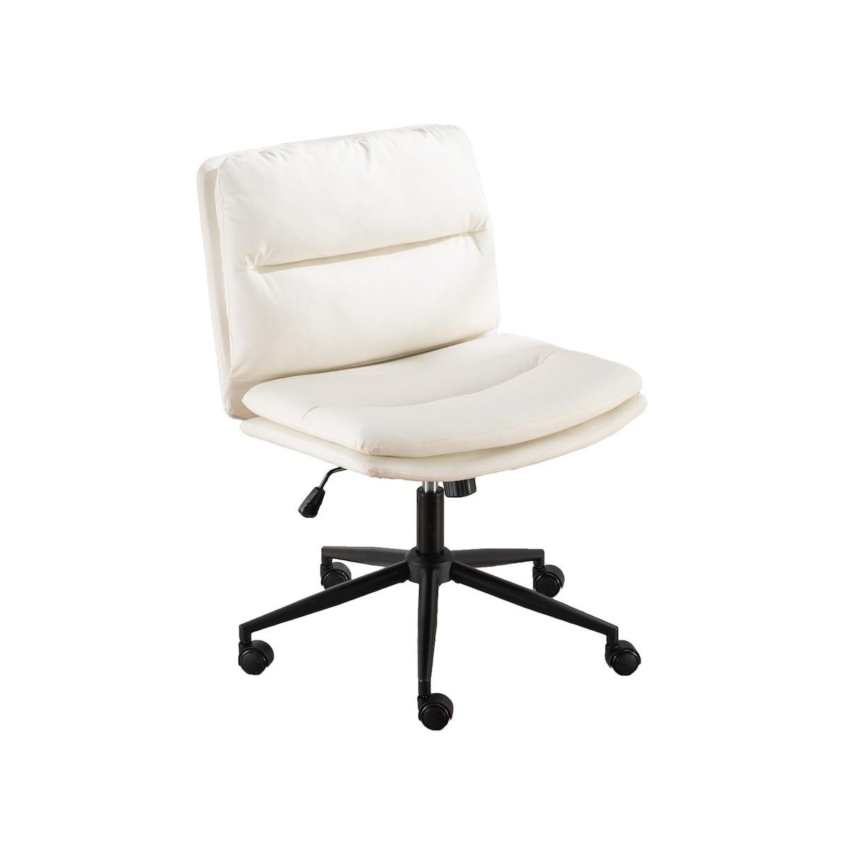 Roundhill Furniture Bizerte Adjustable Swivel Criss Cross, Wide Seat Office or Vanity Chair