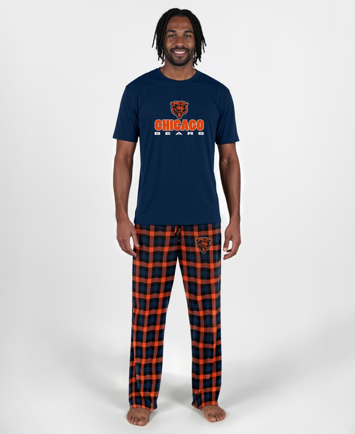 Concepts Sport Men's Big & Tall Chicago Bears Highland Plaid Pajama Set - Navy, Orange