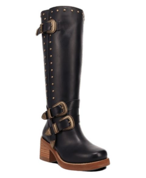 Женские ботинки Dingo Fillmore Knee-High Western Studded, цвет: Чёрный