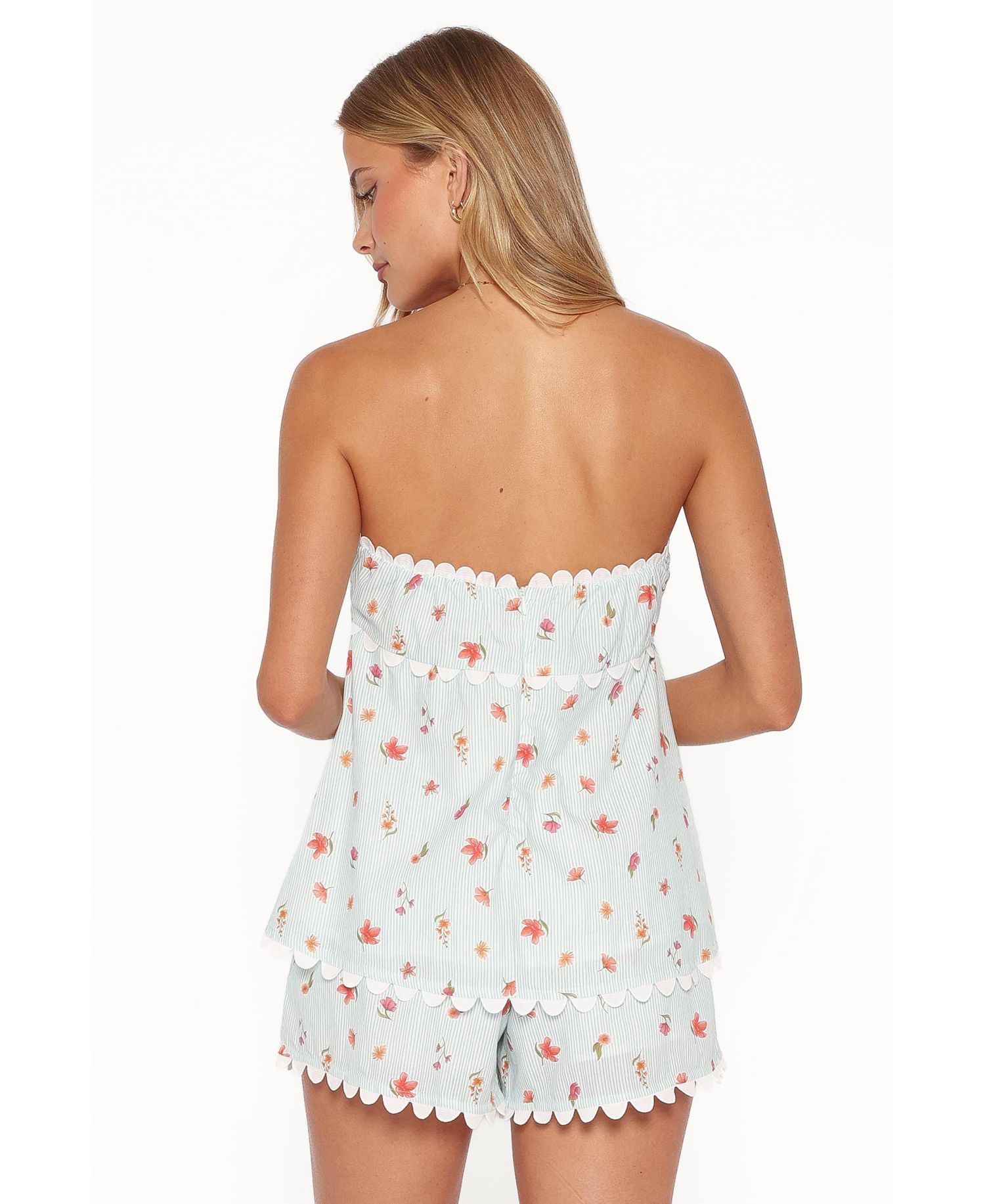 Women's Kyle Strapless High-Waisted Cotton Top and Shorts, 2-Piece Set