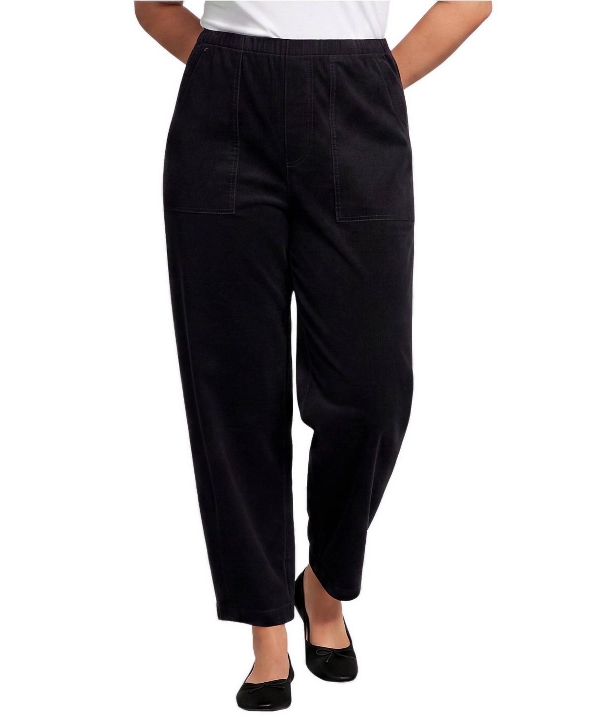 Lands' End Women's Corduroy High Rise Pull On Utility Barrel Leg Pants