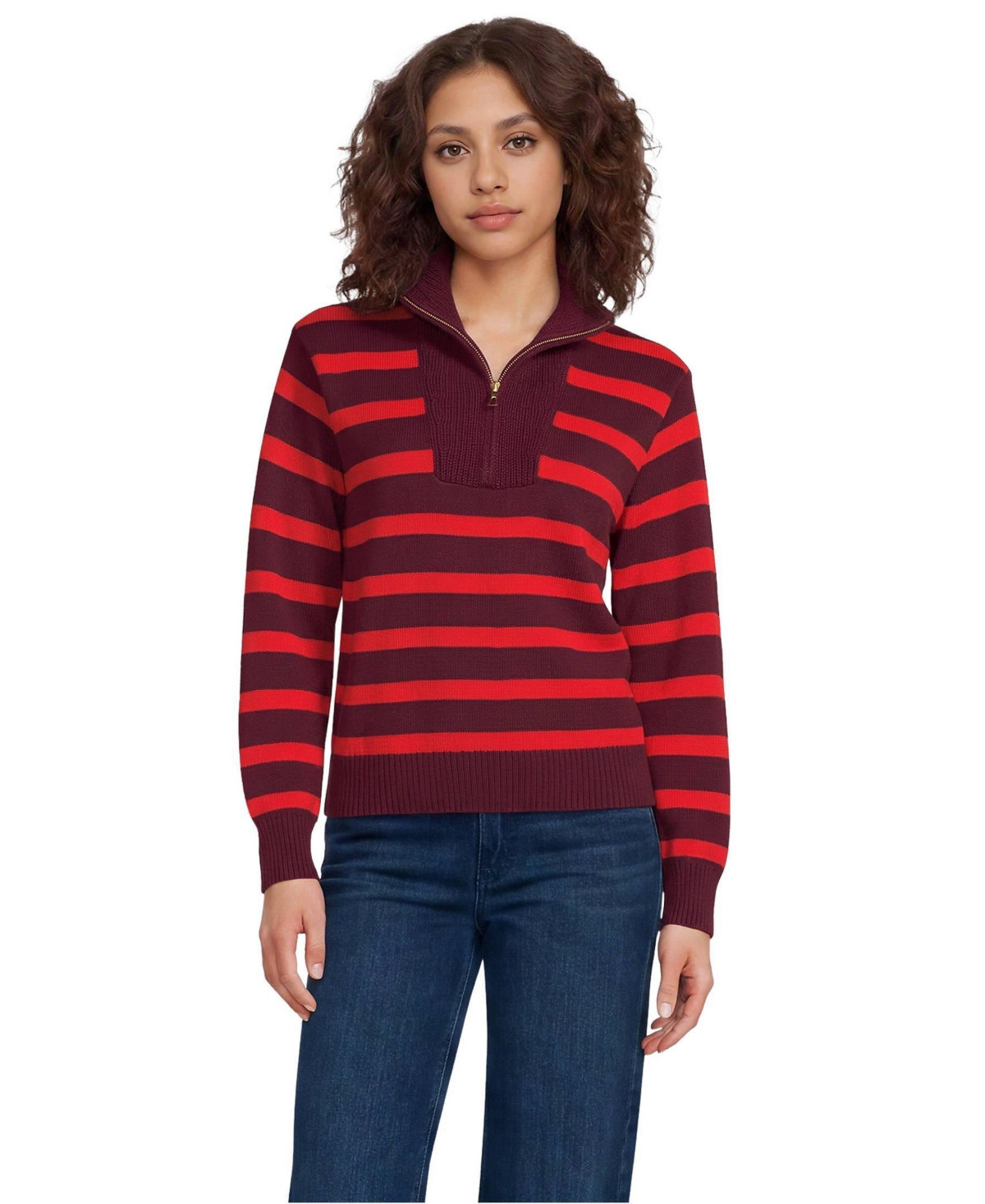 Lands' End Women's Drifter Slim Quarter Zip Sweater