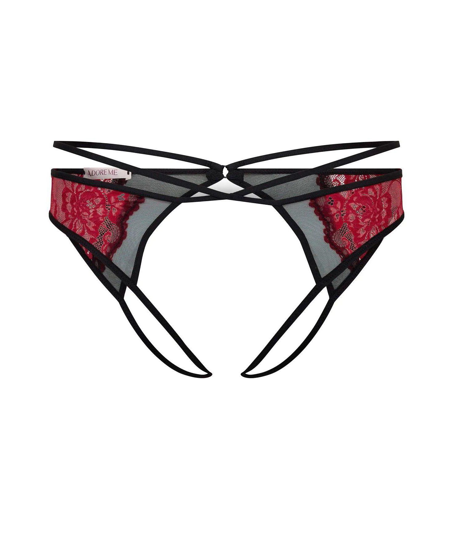 Saveria Crotchless Sheer-Mesh Floral Panty