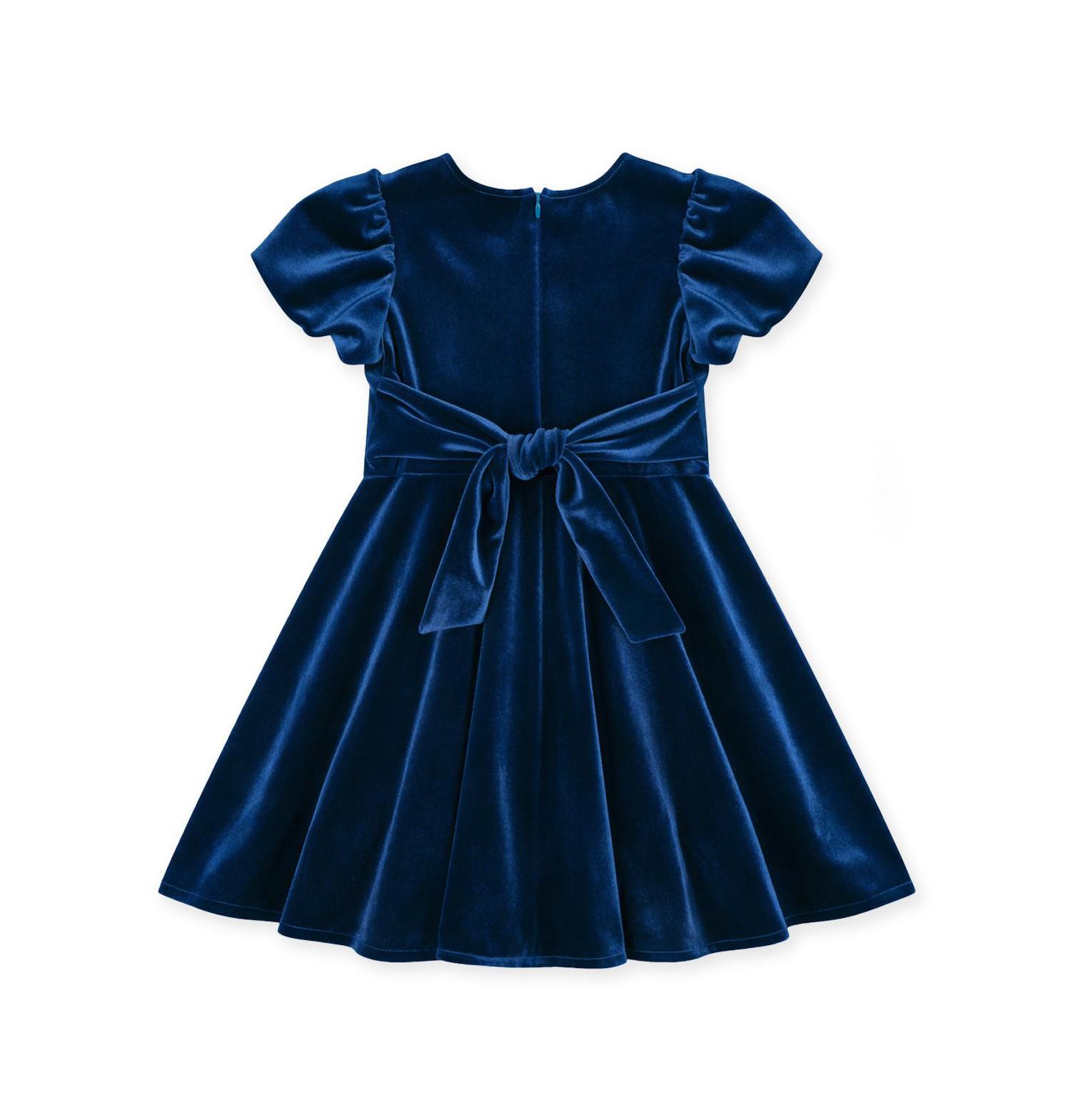 Girls' 7-16 Bubble-Sleeve Stretch Velvet Dress