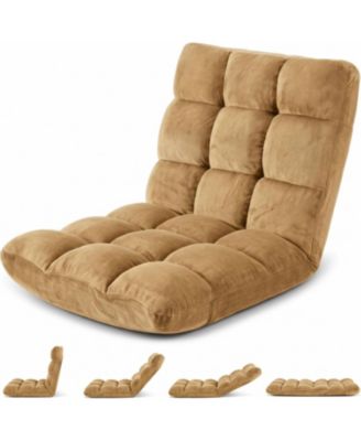 Folding Floor Chair with Back Support, 14 Adjustable Positions, Lounge Chair for Gaming and Reading