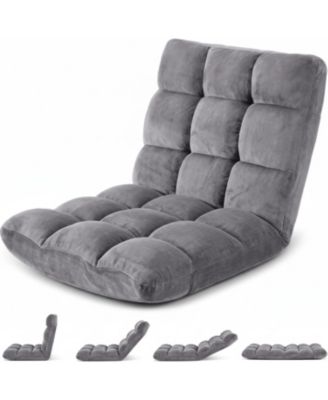 Folding Floor Chair with Back Support, 14 Adjustable Positions, Lounge Chair for Gaming and Reading