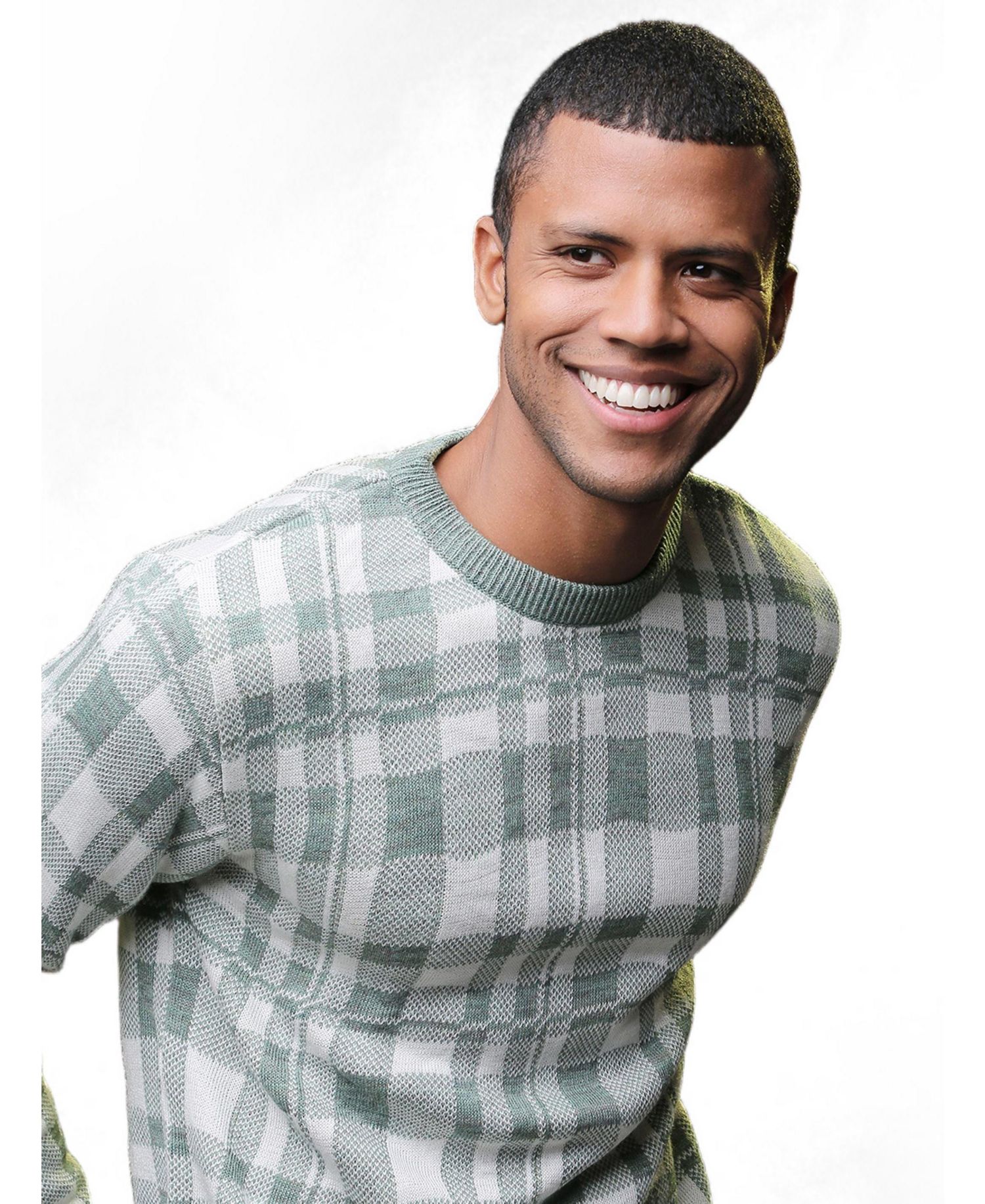Men's Plaid Crew Neck Sweater