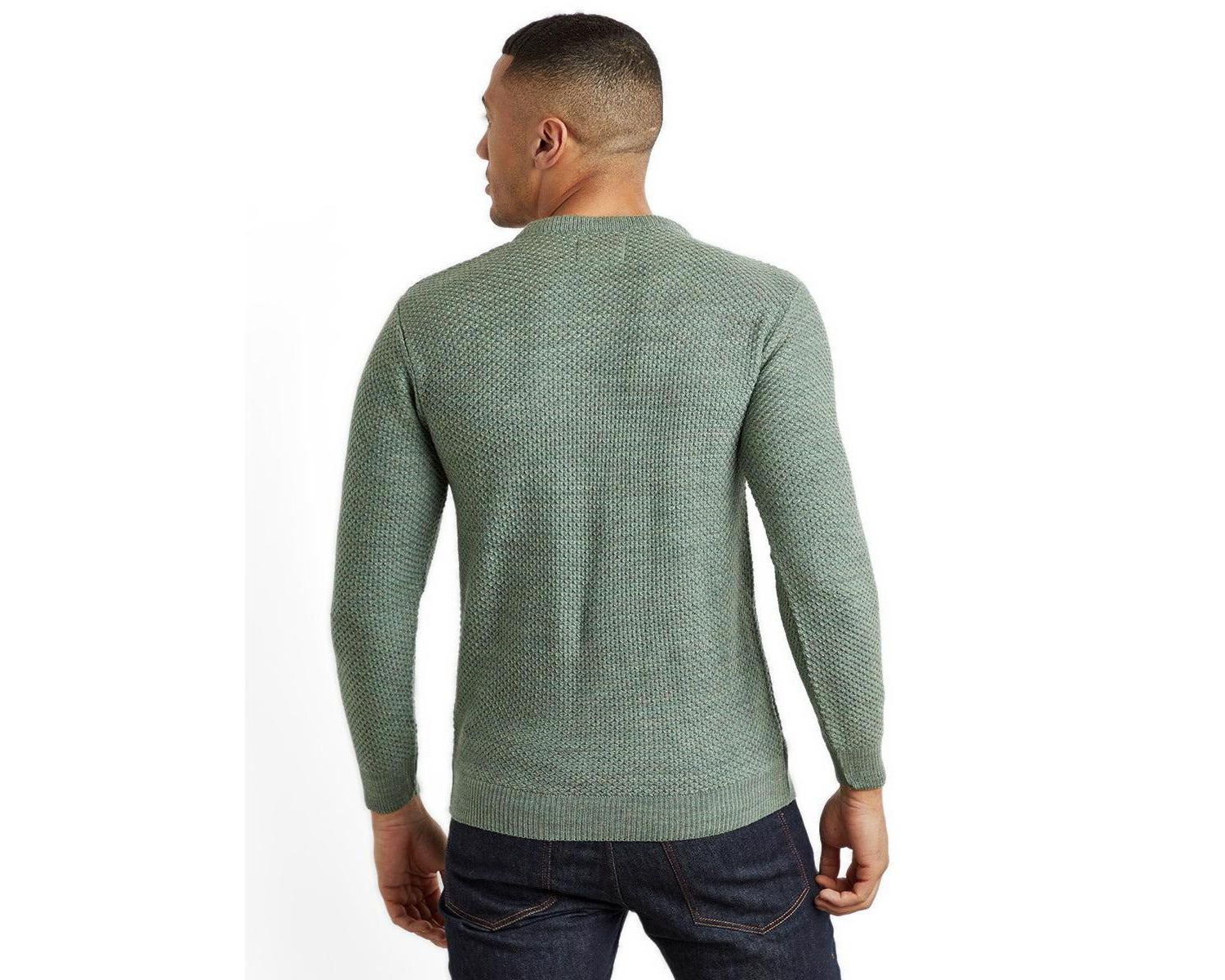 Men's Long-Sleeve Crewneck Textured-Knit Wool Sweater