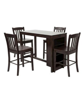 Veneer Counter Height Dining Table and Chairs 5 Piece Set