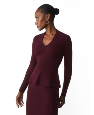 Women's Alessi V-Neck Long-Sleeve Peplum Sweater
