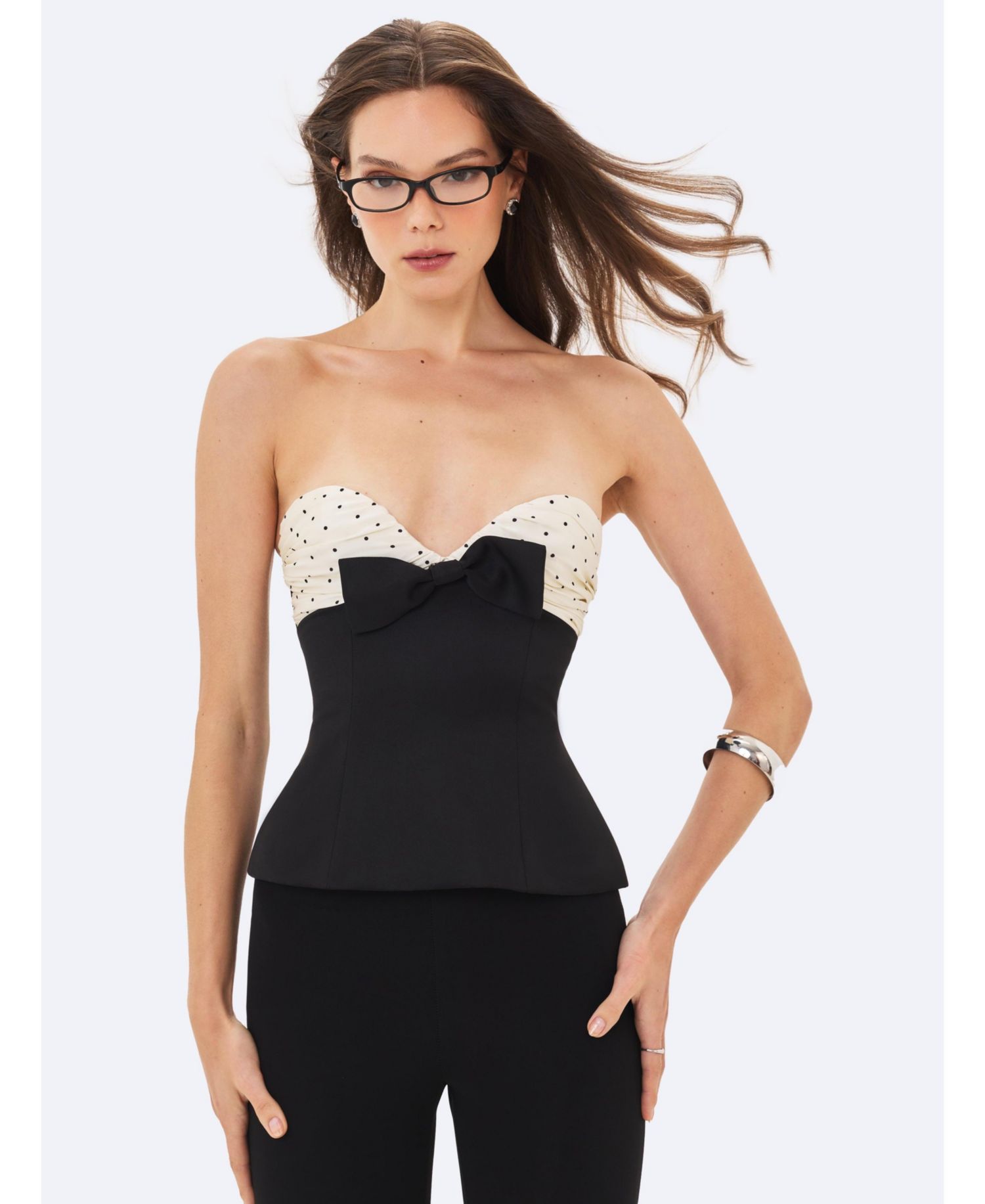 Women's Ulrike Polka Dot Sweetheart Peplum Top