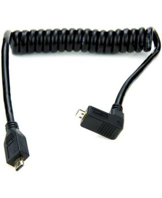 11.81" Coiled Right Angled Micro HDMI to Straight Micro HDMI Cable