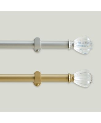 Milano 1" Single Curtain Rod with Crystal Teardrop Finial Design