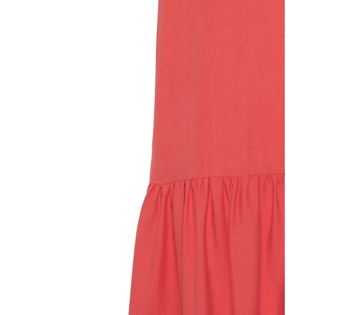 Женское платье Lascana Viscose Printed Flounce Hem Shift Notch-Neck Short, цвет: Коралловый — фото 3