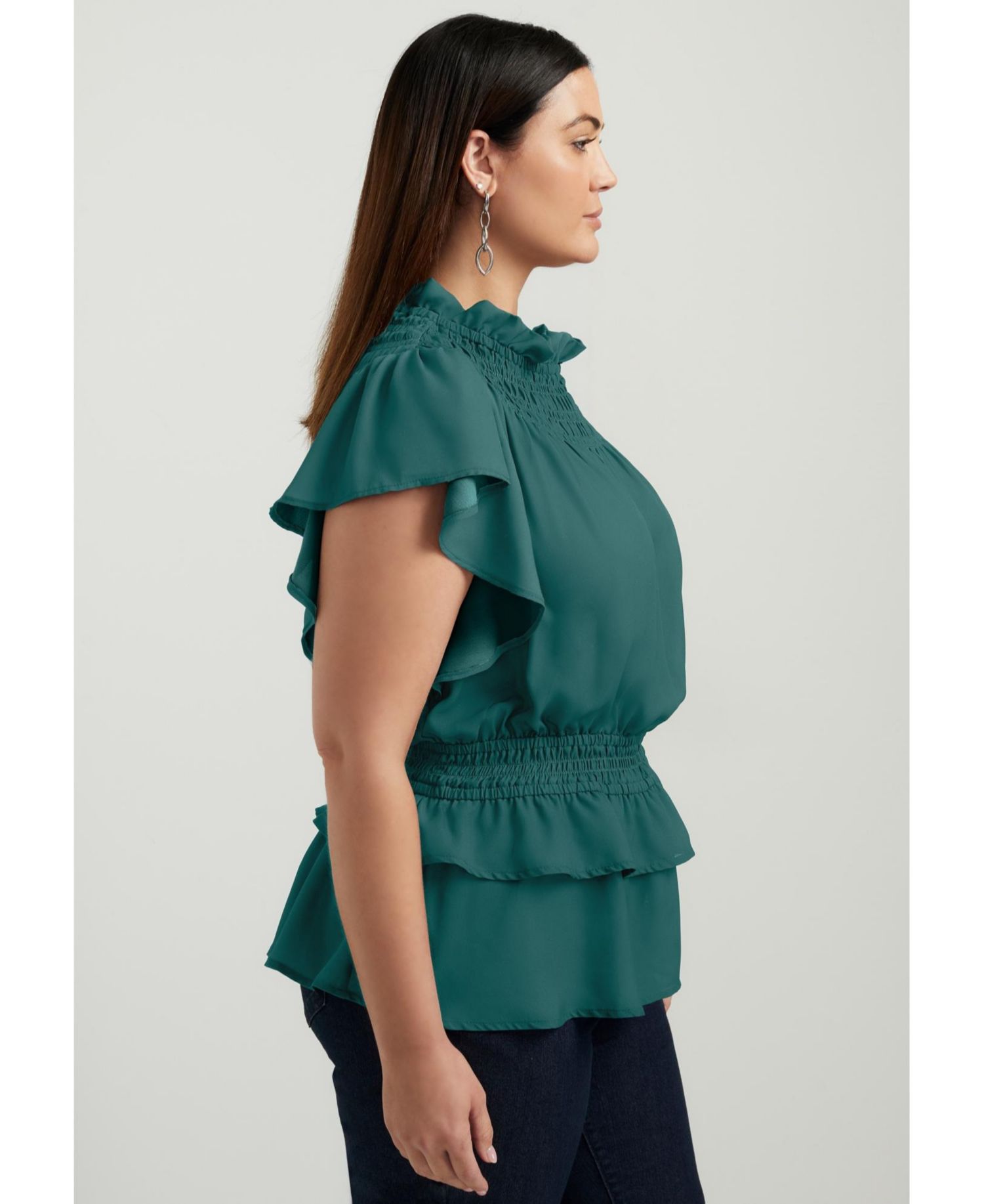 Women's June and Vie Mockneck Ruffle Blouse