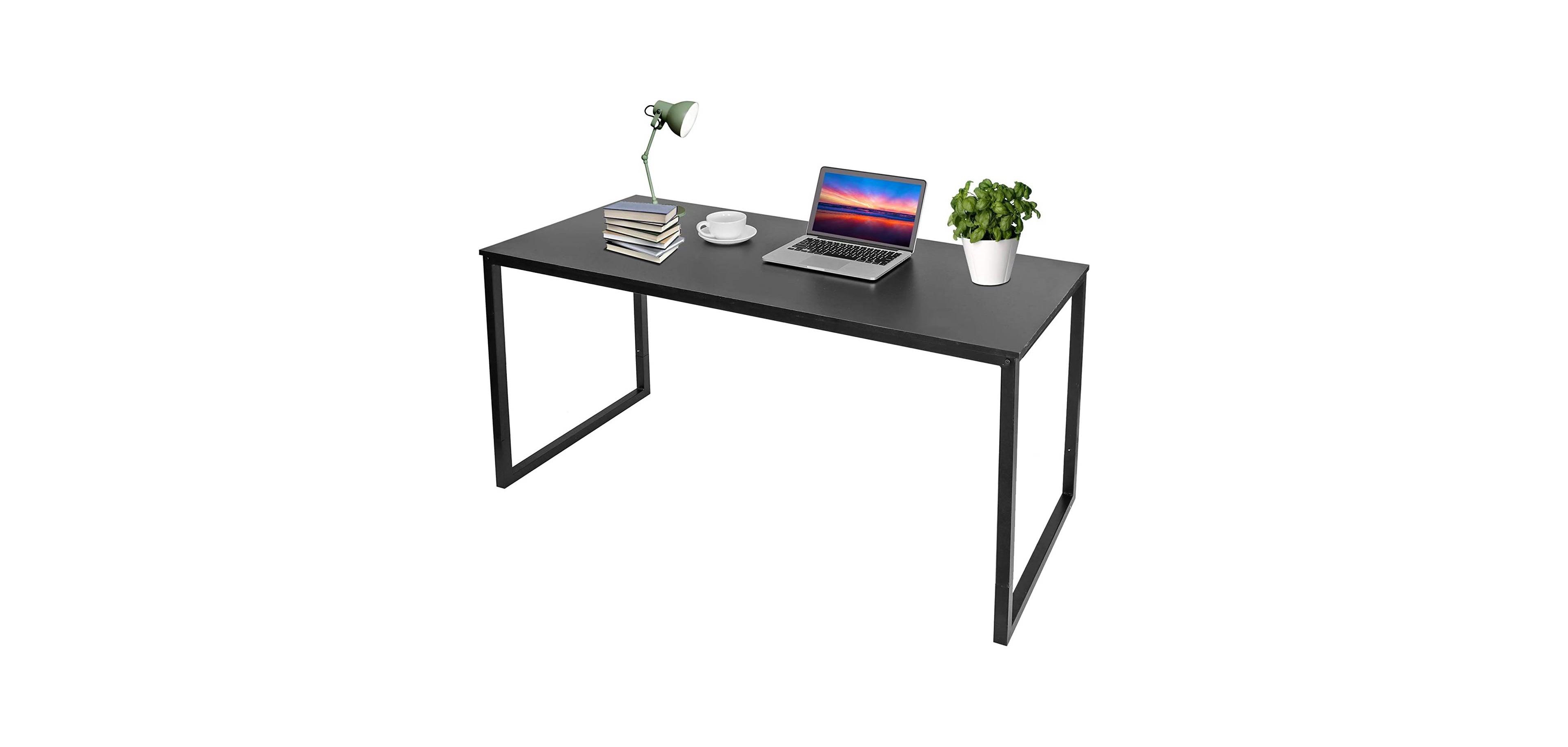 Slickblue Home Office Writing Desk with Wood Top and Metal Frame Desk