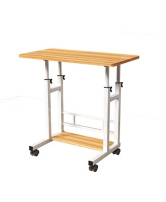 31.5 Inch Portable Standing Desk with Adjustable Height, Lockable Wheels and Storage Basket,  for Home, Office Desk