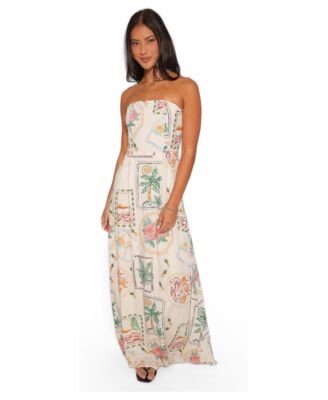 Women's Lindon Strapless Palm-Print Maxi Dress
