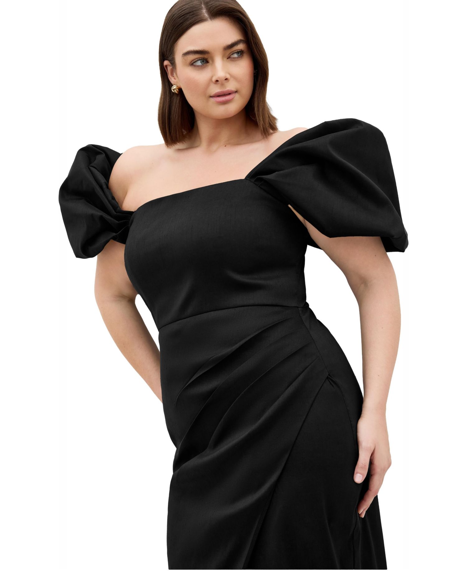 Plus Size Elyse Puff-Sleeve Off-Shoulder Maxi Dress