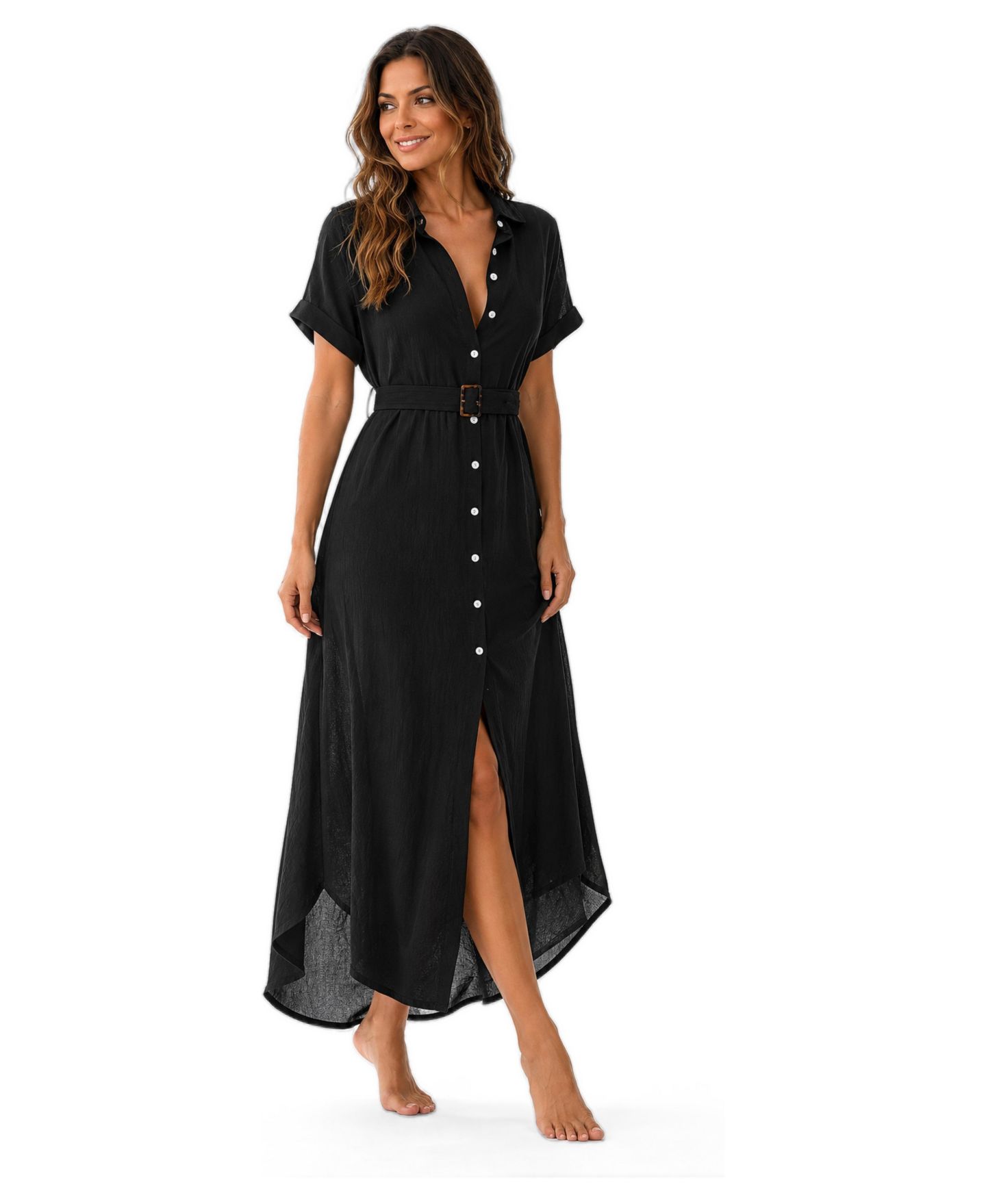 Женское платье Gallery Seven Chic Swimsuit Coverup Maxi, цвет: Чёрный — фото 2