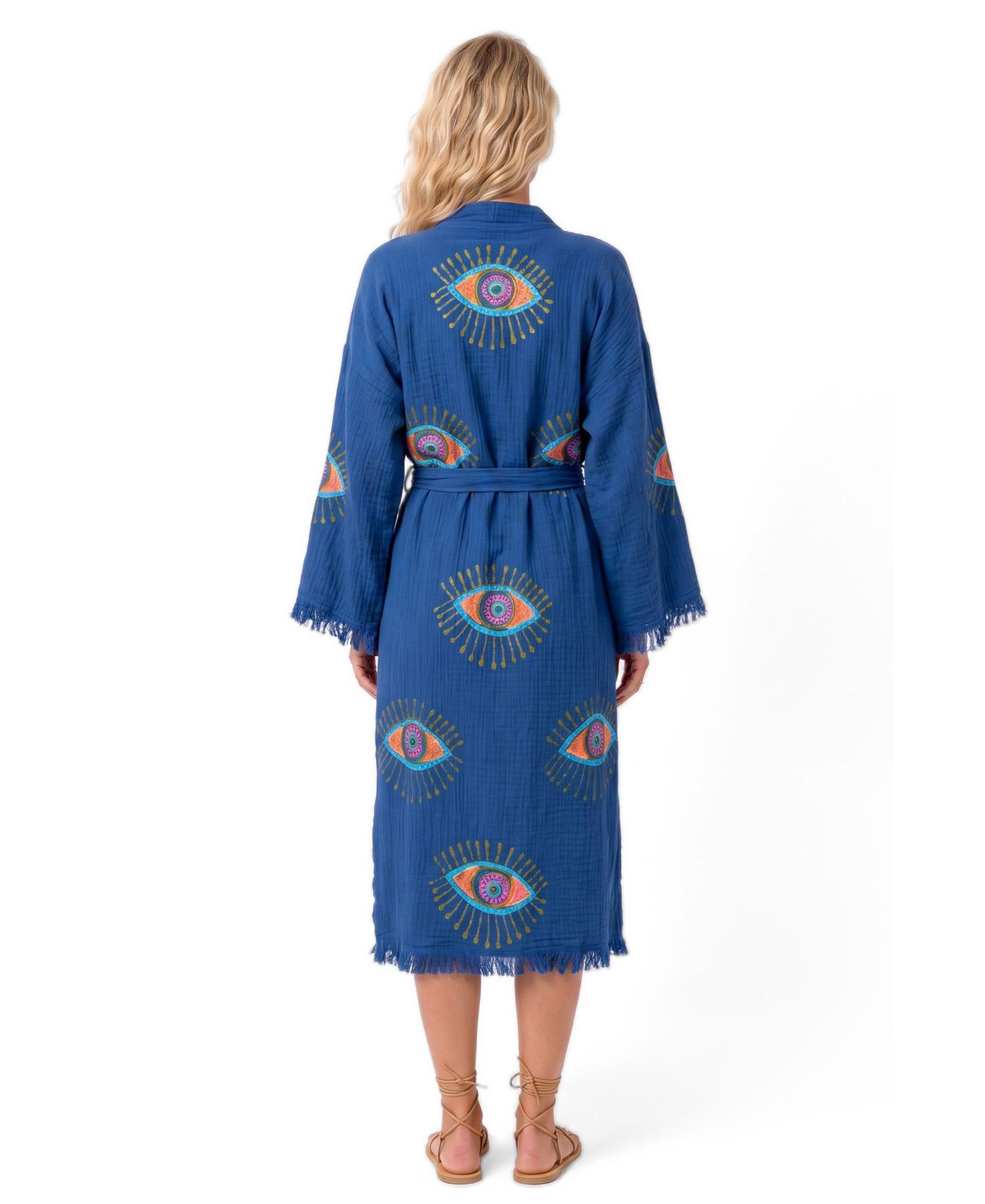 Women's Aria Turkish Cotton V-Neck Long Sleeve Wrap Robe