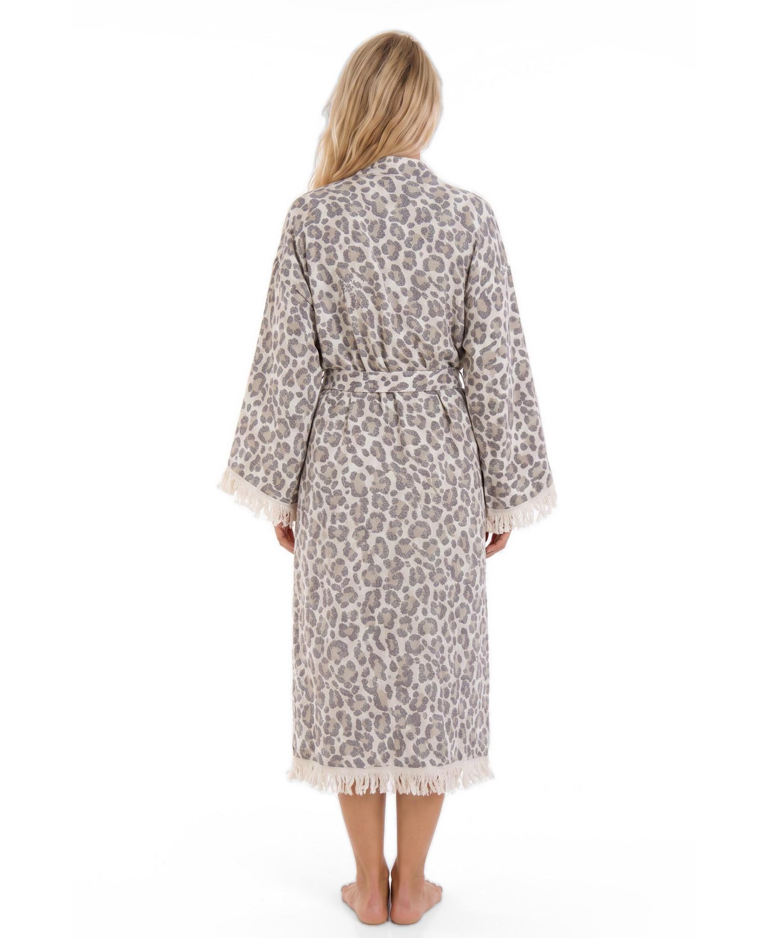 Women's Calista Handwoven-Jacquard Long-Sleeve Fringe Robe