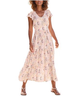 Women's Floral A-Line V-Neck Midi Dress