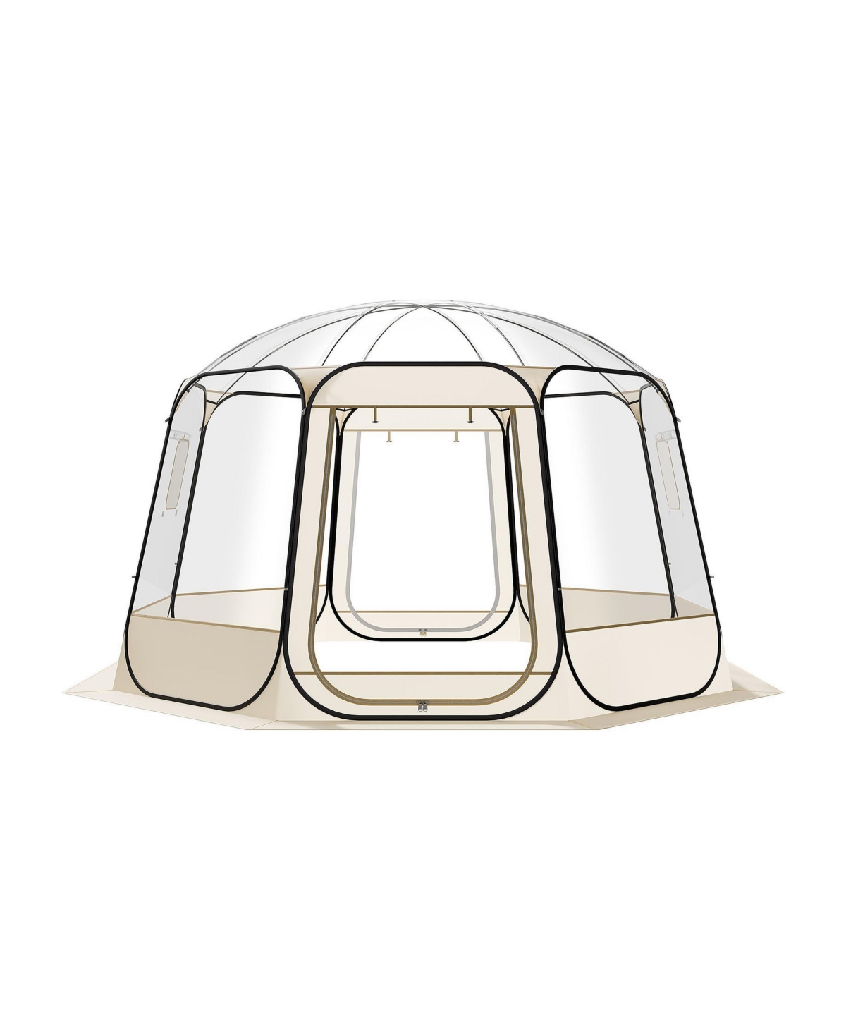 Sevorley Camping Tent, Pop-Up Setup, 10-12 Person, 12 x 11.1 ft for Camping, Travel and Outdoor Activities - Beige