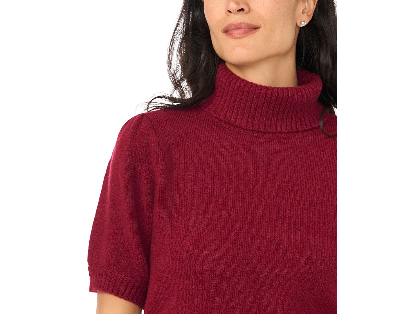 Женский свитер CeCe Turtleneck Short-Sleeve Puff-Sleeve, цвет: Мерло — фото 3
