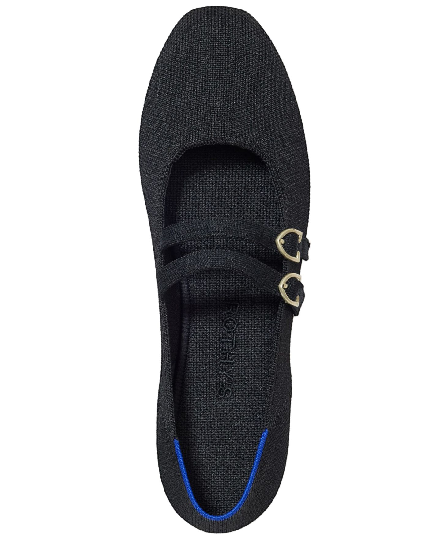 Женские балетки Rothy's Double Buckle Square Toe Adjustable Mary Jane Flats, цвет: Чёрный — фото 2