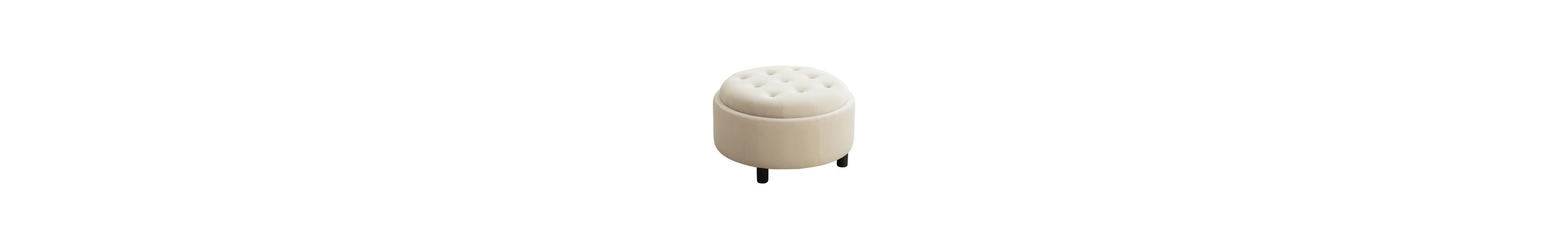 Flynama 29.33 inch Fleece Round Storage Ottoman, Hand Buckle Decor Reversible Lid Footstool, 300 Lbs