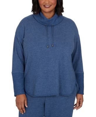 Plus Size Cowl-Neck Long-Sleeve Oversized Top