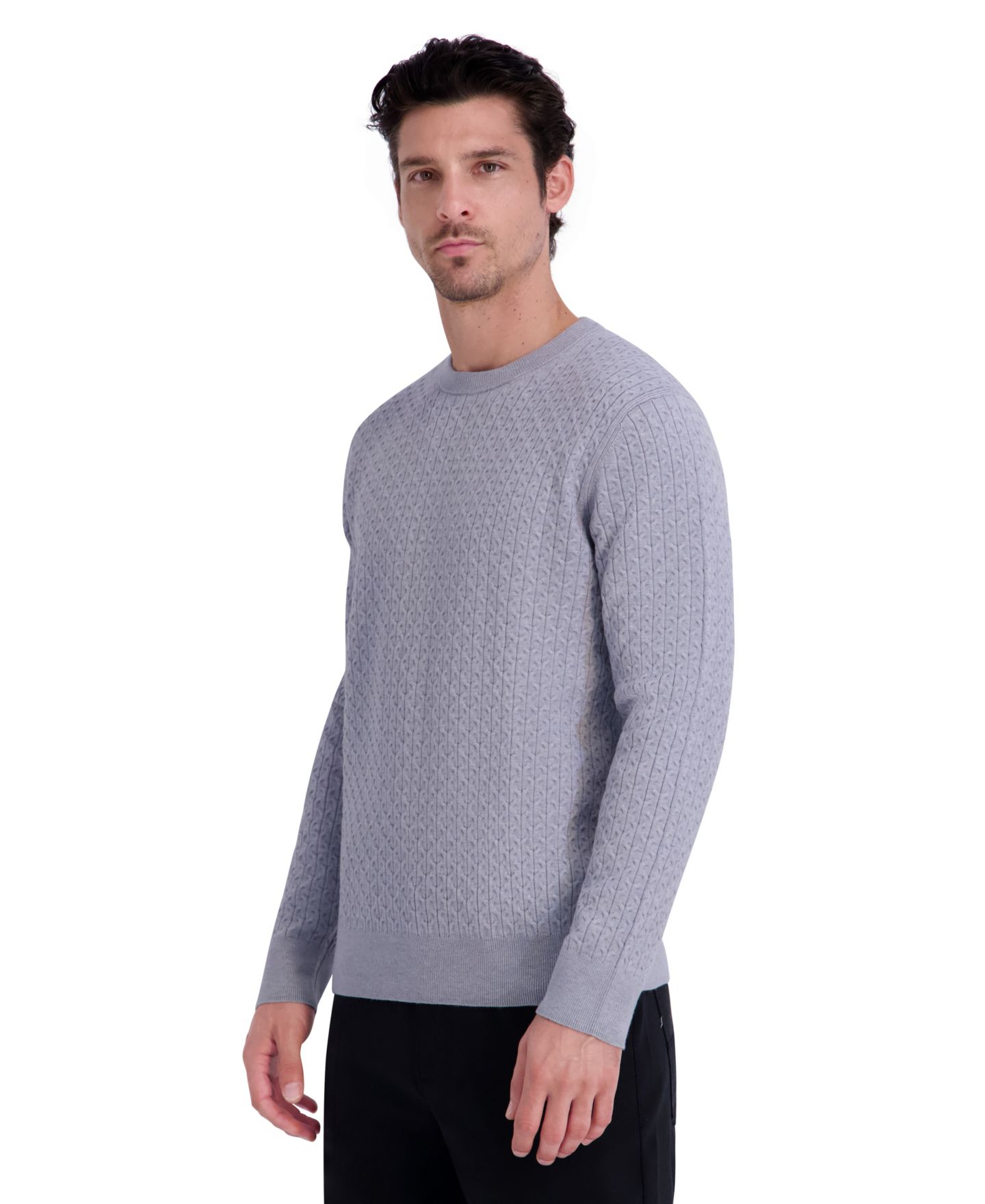 Мужской свитер KARL LAGERFELD PARIS Textured Crewneck, цвет: Меланжевый серый — фото 3