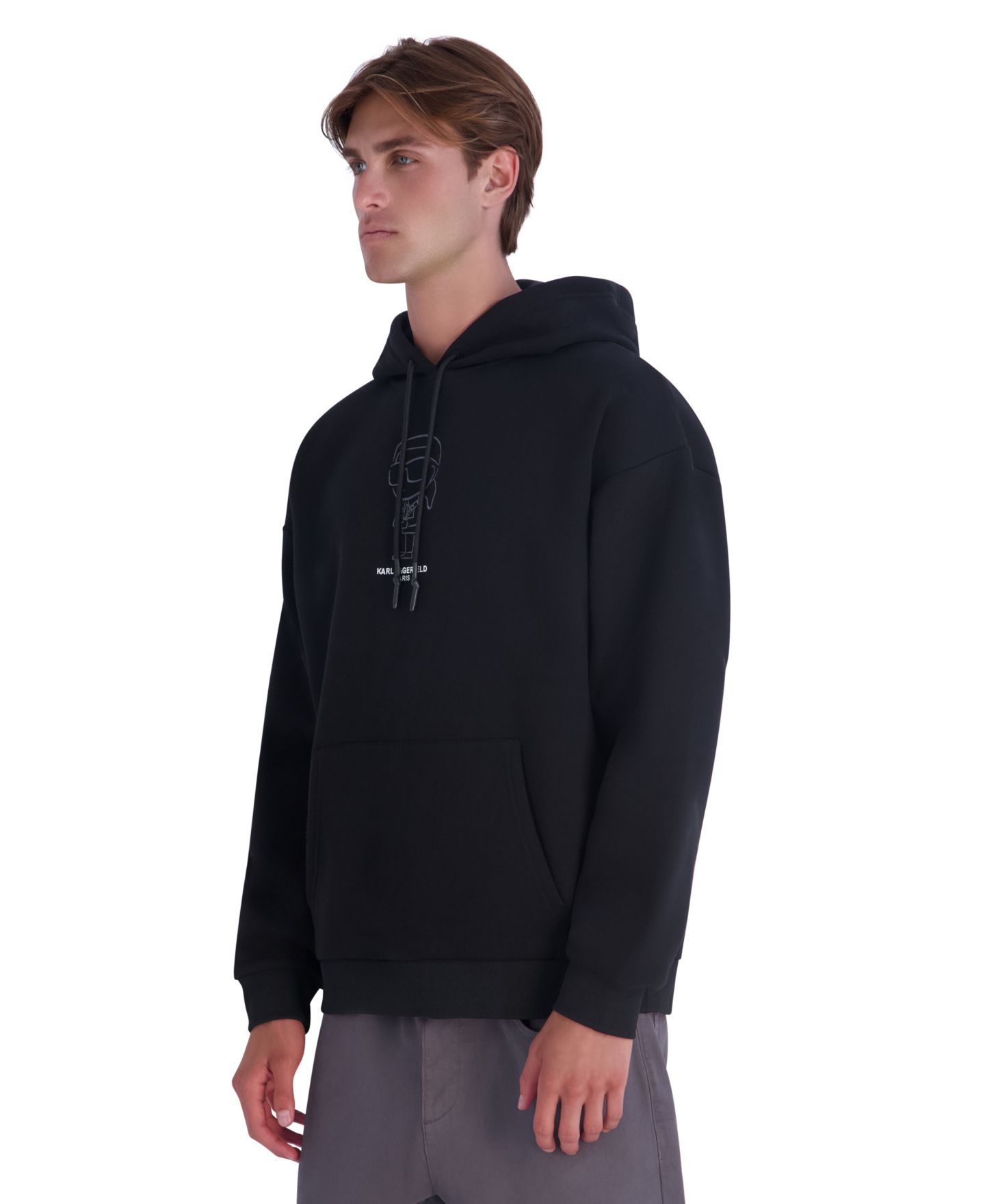 Мужское худи KARL LAGERFELD PARIS Oversized Graphic Fleece, цвет: Чёрный — фото 3