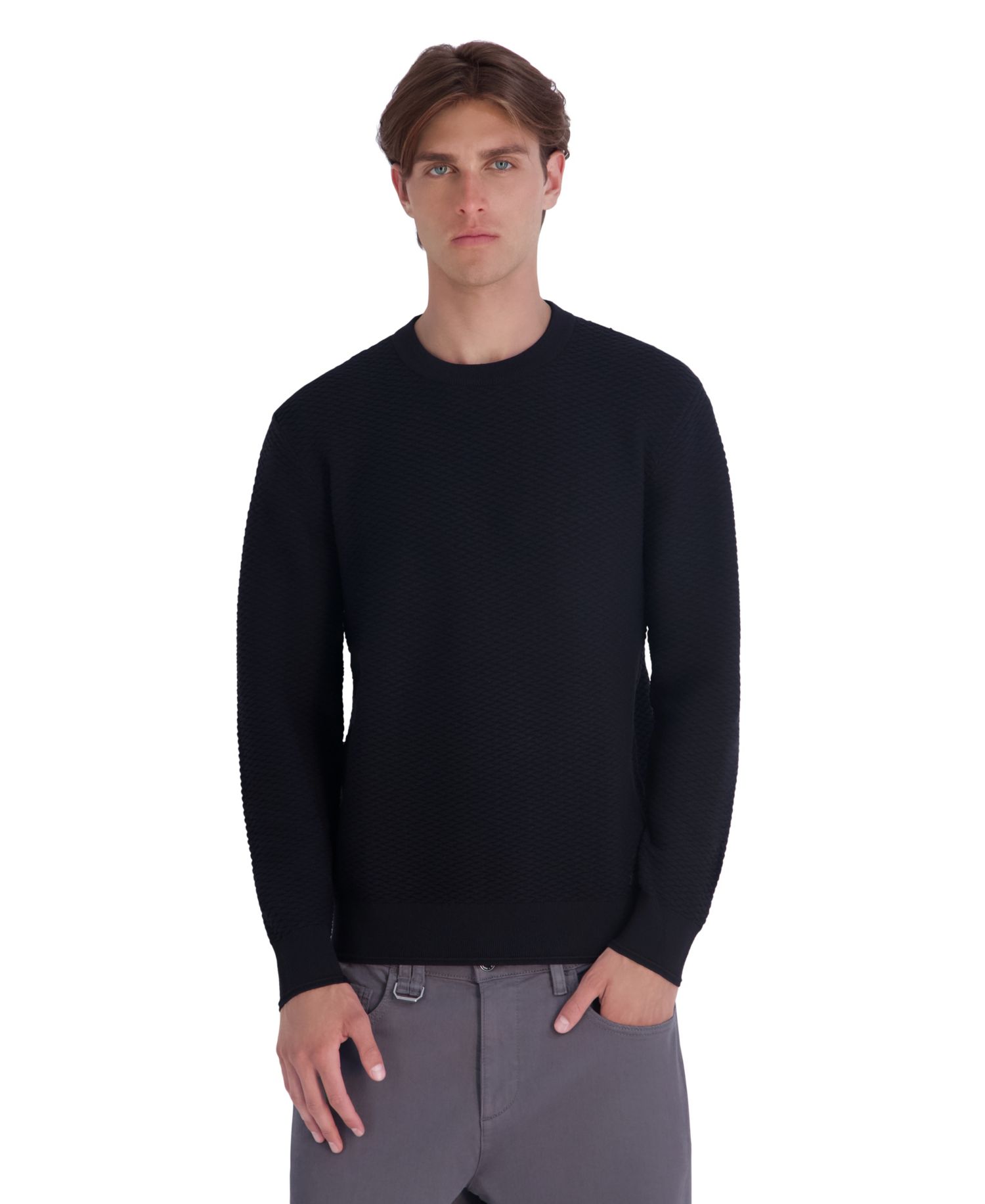 Men's Textured Crewneck Modern-Fit Sweater