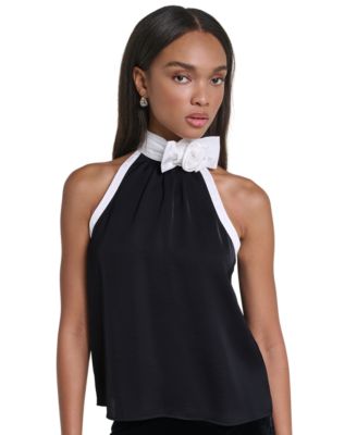 Petite Rossett Halter Colorblock Rosette Tank