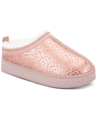Women's Leopard-Print Microsuede Memory-Foam Clog Slippers