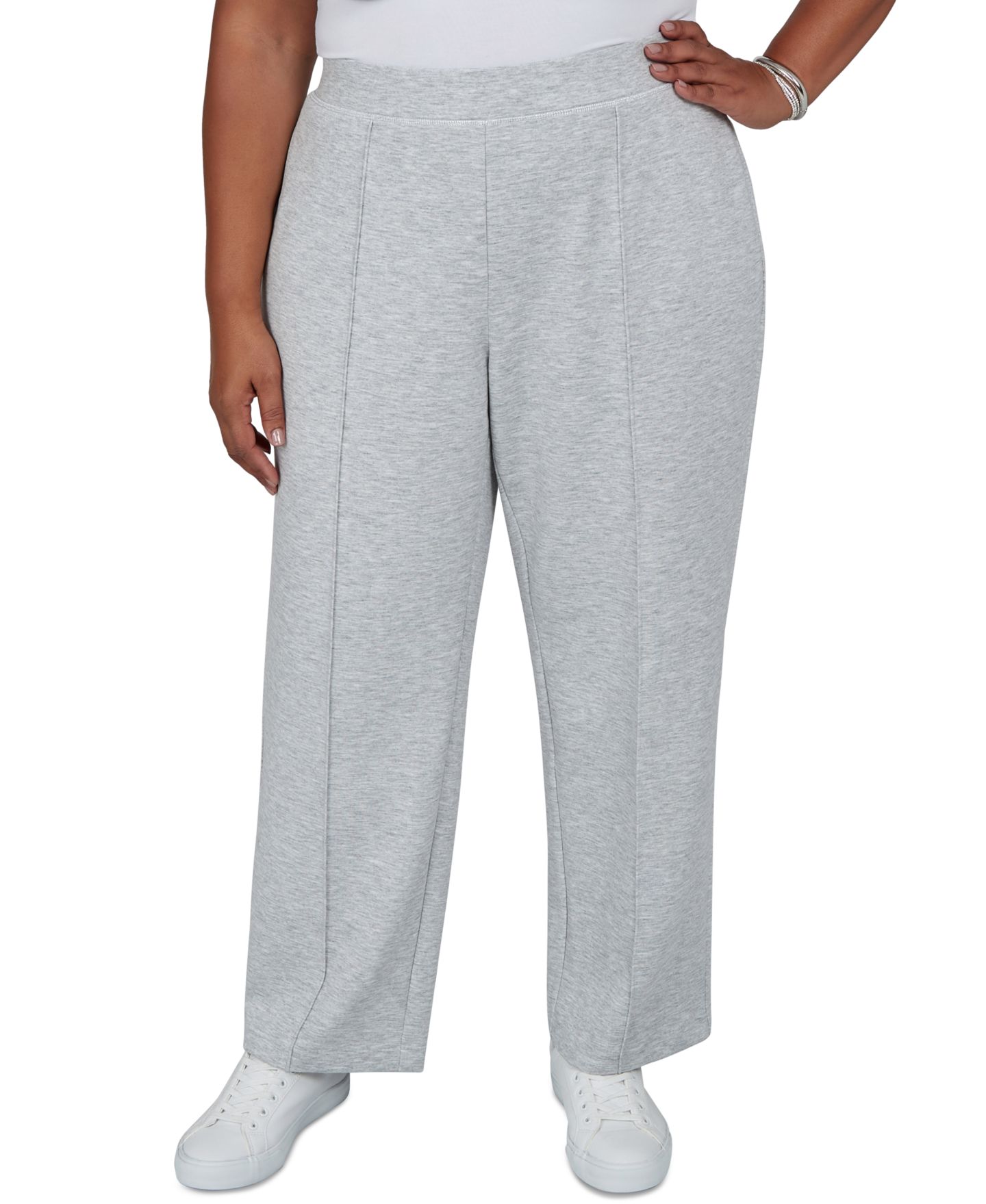 Женские брюки Alfred Dunner Plus Size Wide-Leg Pull-On, цвет: Granite — фото 1