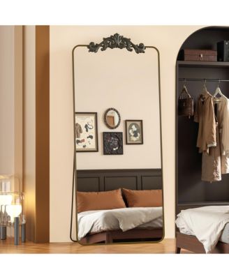 Retro Full Length Mirror, 65"x24" Carved Floor Mirror for Bedroom, Hanging Mounted for Living Room Cloakroom