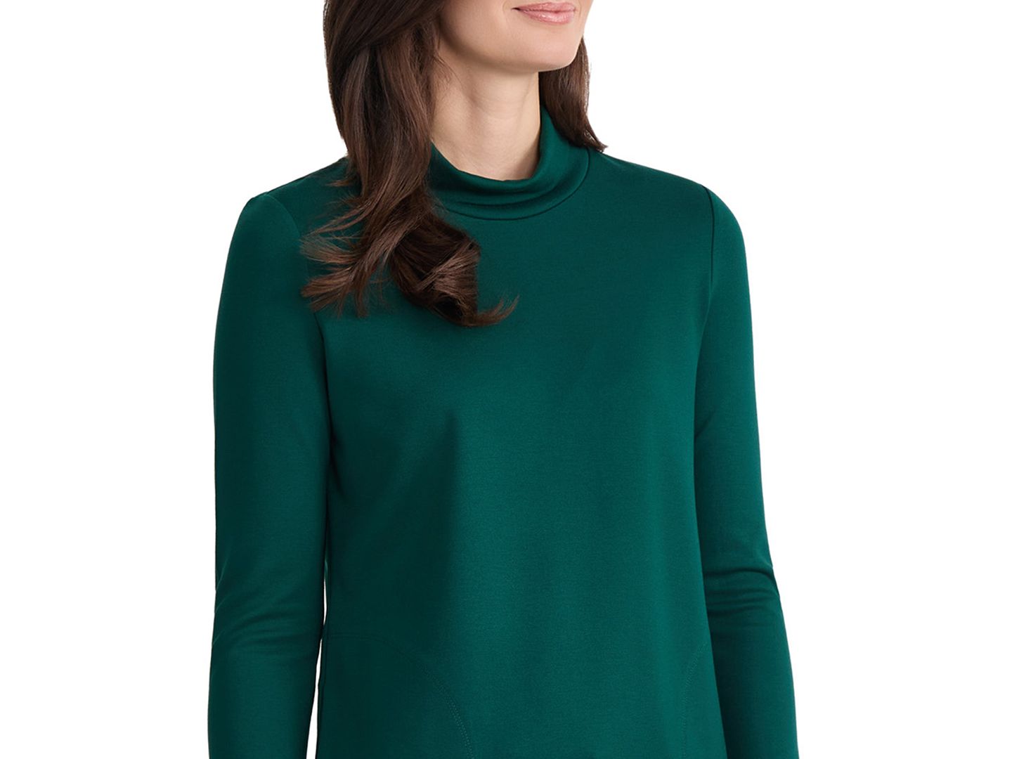 Женский топ Jones New York Dakota Long-Sleeve Mock Neck Tunic, цвет: Тёмный тёмно-зелёный — фото 3