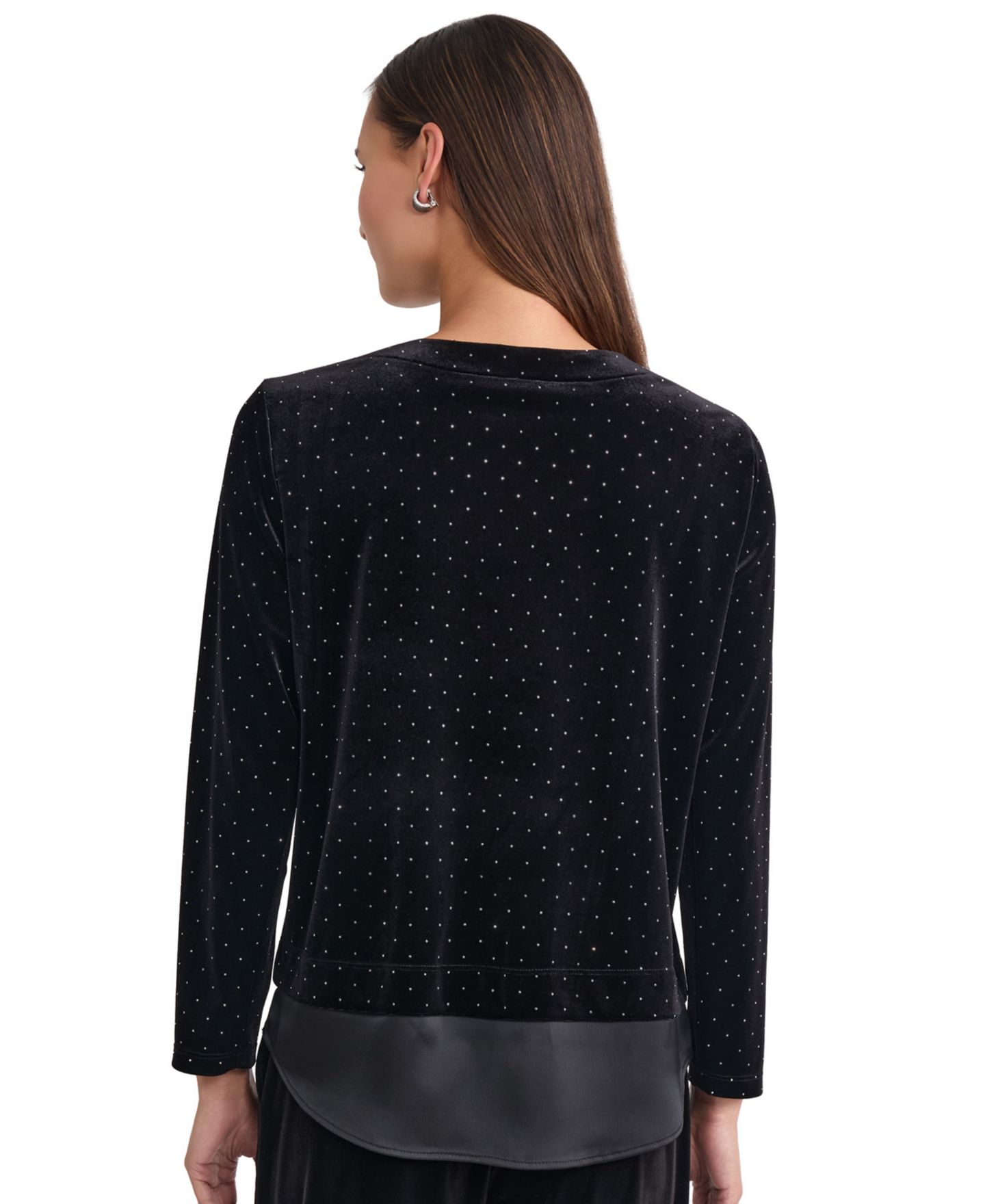Женская блузка Jones New York Button-Shoulder Polka-Dot Long-Sleeve, цвет: Чёрный — фото 4