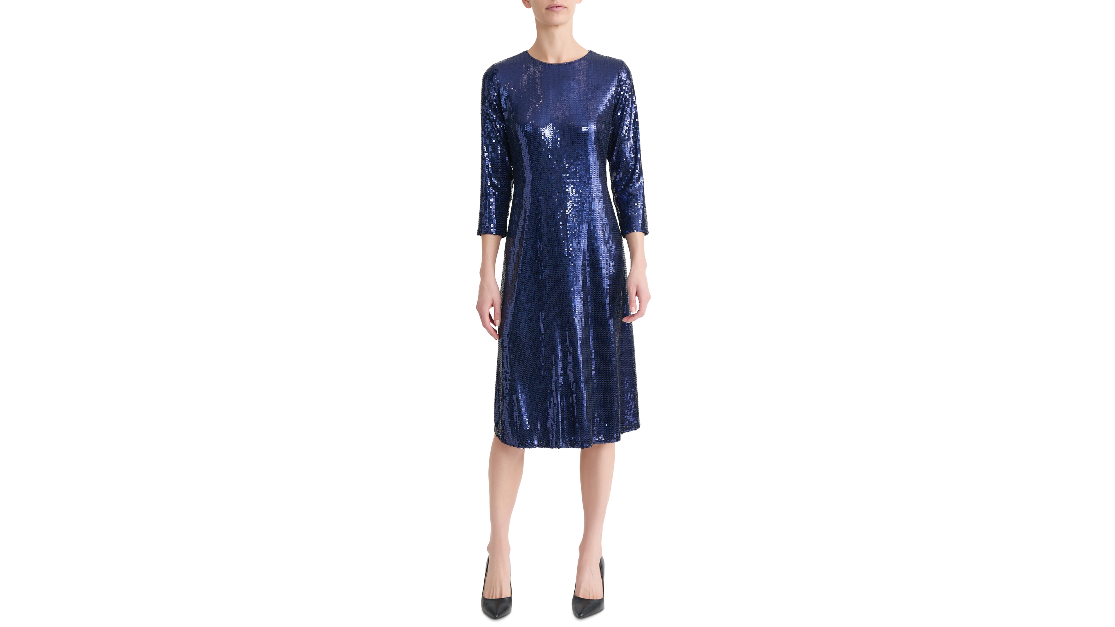 Jones New York Women's 3/4-Sleeve Sequin A-Line Midi Dress