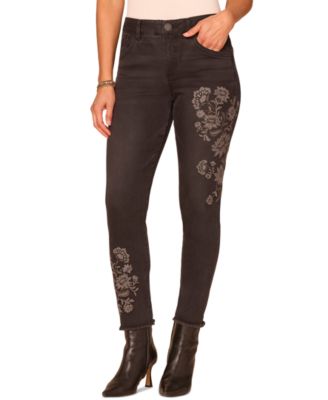 Petite "Ab"solution Floral High-Rise Skinny Denim Jeans