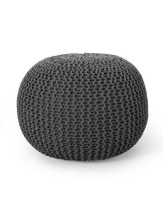 Knitted Cotton Round Pouf Ottoman 200 LBS Polystyrene Bead Floor Cushion Decorative Footrest