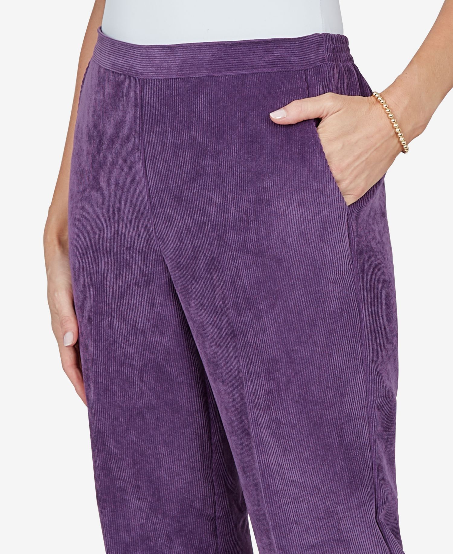 Petite Corduroy Straight Elastic-Waist Pants