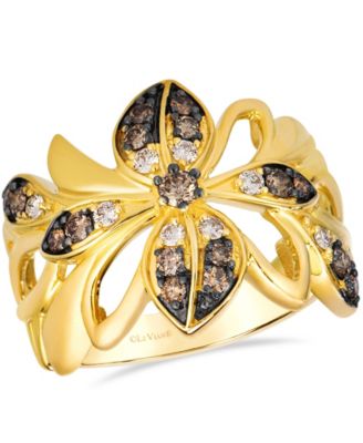 Chocolate Diamond Floral Ring (0.54 ct. t.w.) in 14k Yellow Gold