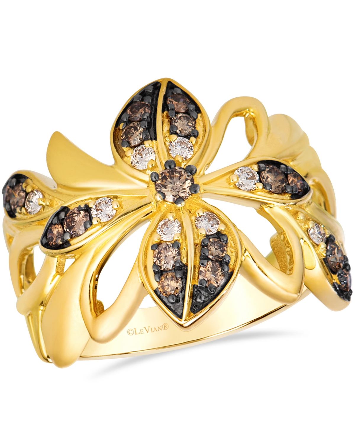 Le Vian Chocolate Diamond Floral Ring (0.54 ct. t.w.) in 14k Yellow Gold