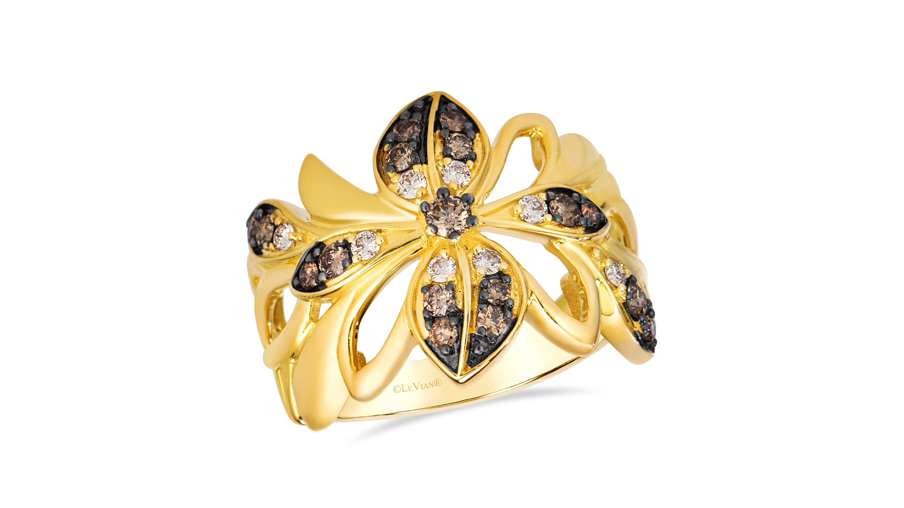 Le Vian Chocolate Diamond Floral Ring (0.54 ct. t.w.) in 14k Yellow Gold